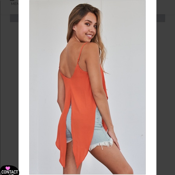Rust Orange Wrap Waist Cami Top - Picture 3 of 3